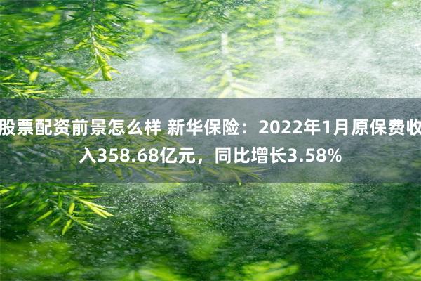 股票配资前景怎么样 新华保险：2022年1月原保费收入358.68亿元，同比增长3.58%